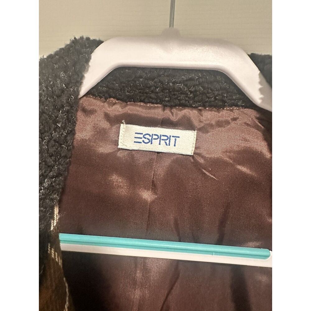 Esprit brown plaid zipper jacket size small - Picture 2 of 15